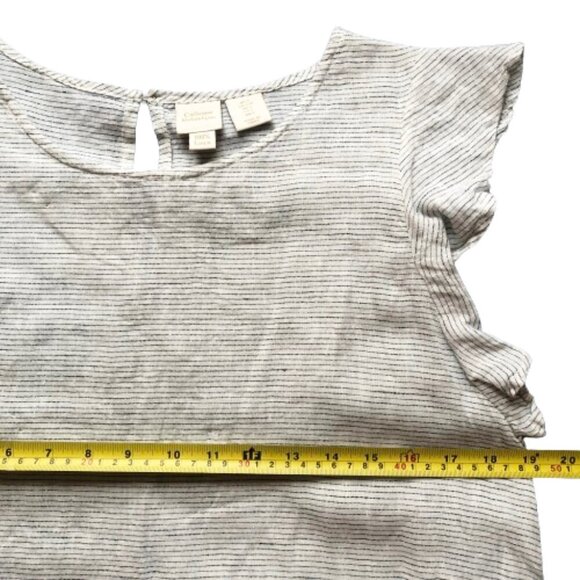 Catherine Malandrino flutter sleeve 100% linen top blouse - Picture 12 of 13